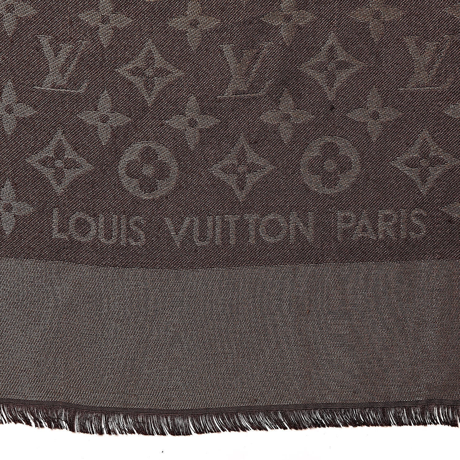 Louis Vuitton Silk Lurex Wool Monogram Shine Shawl Brown 4 of 4
