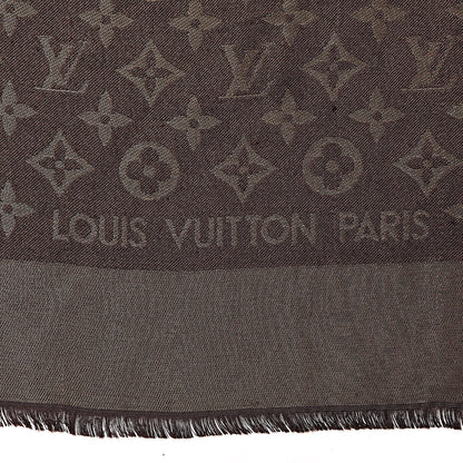 Louis Vuitton Silk Lurex Wool Monogram Shine Shawl Brown 4 of 4