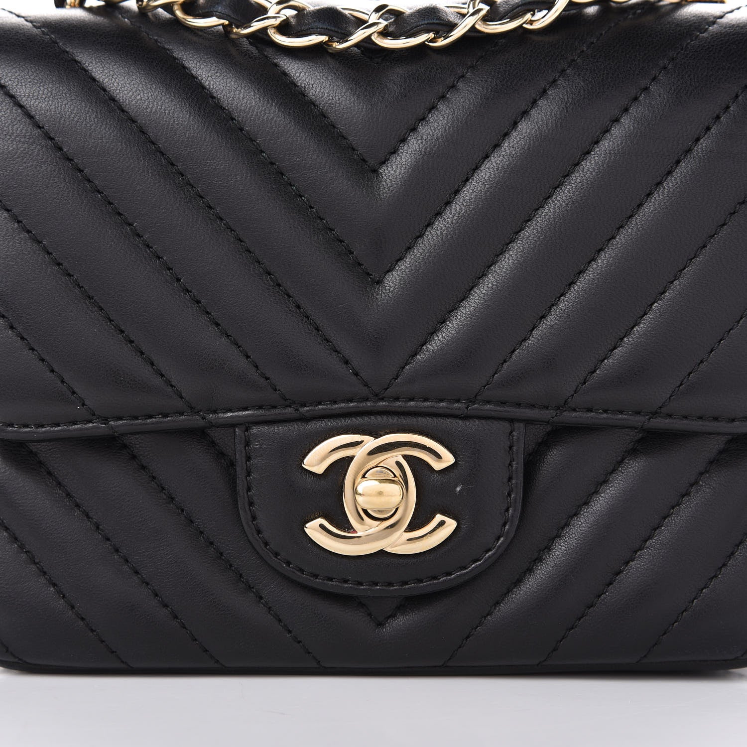 Chanel Lambskin Chevron Quilted Mini Square Flap Black 11 of 15