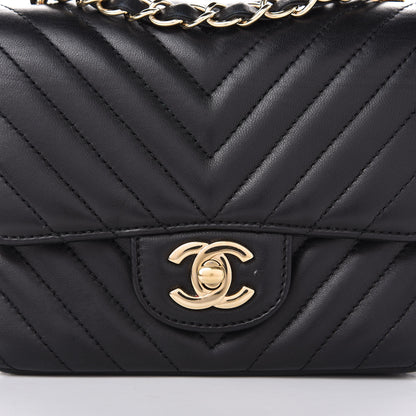Chanel Lambskin Chevron Quilted Mini Square Flap Black 11 of 15