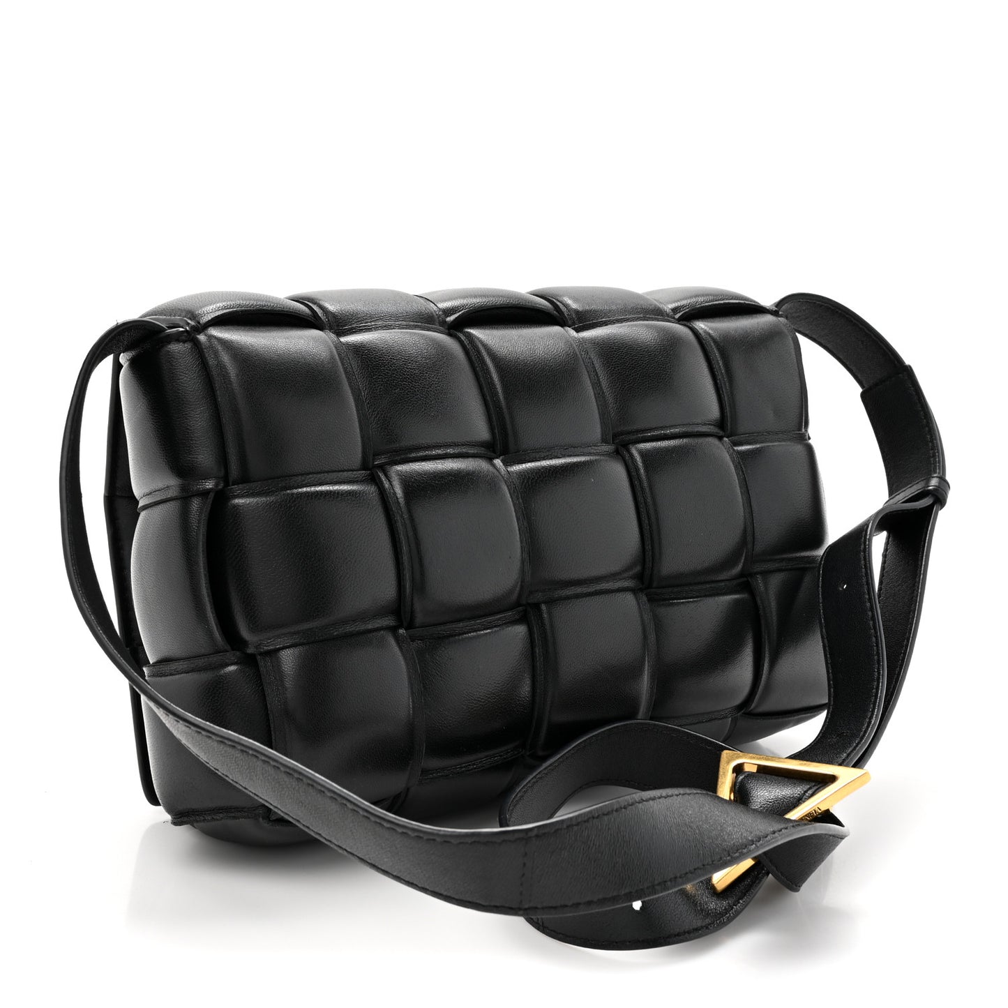Nappa Maxi Intreccio Padded Cassette Crossbody Bag Black