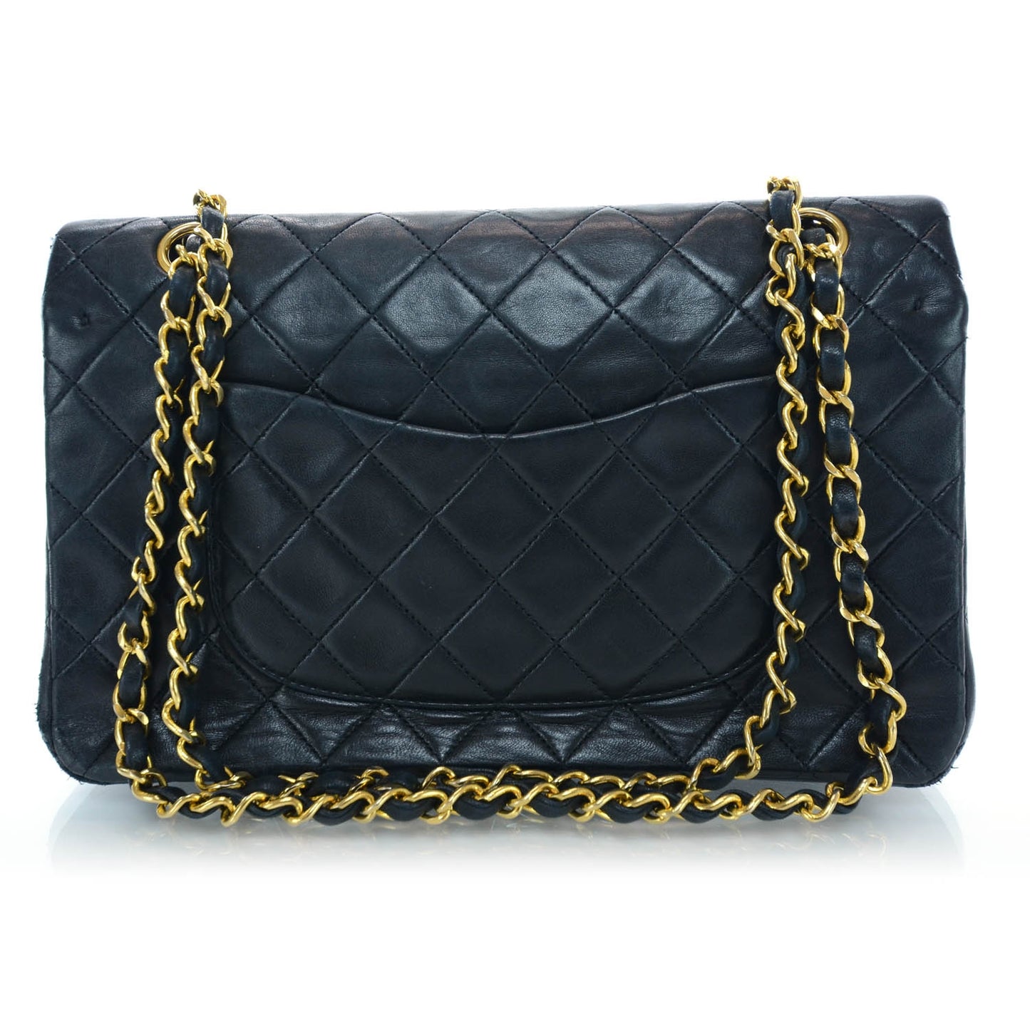 Lambskin Medium Double Flap Black