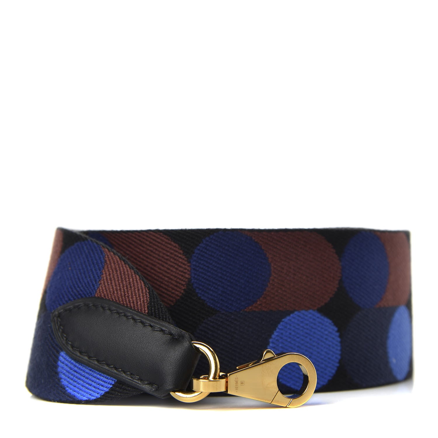 Hermes Toile Swift 50mm Sangle Flipperball Shoulder Strap Black Bleu Saphir 1 of 5