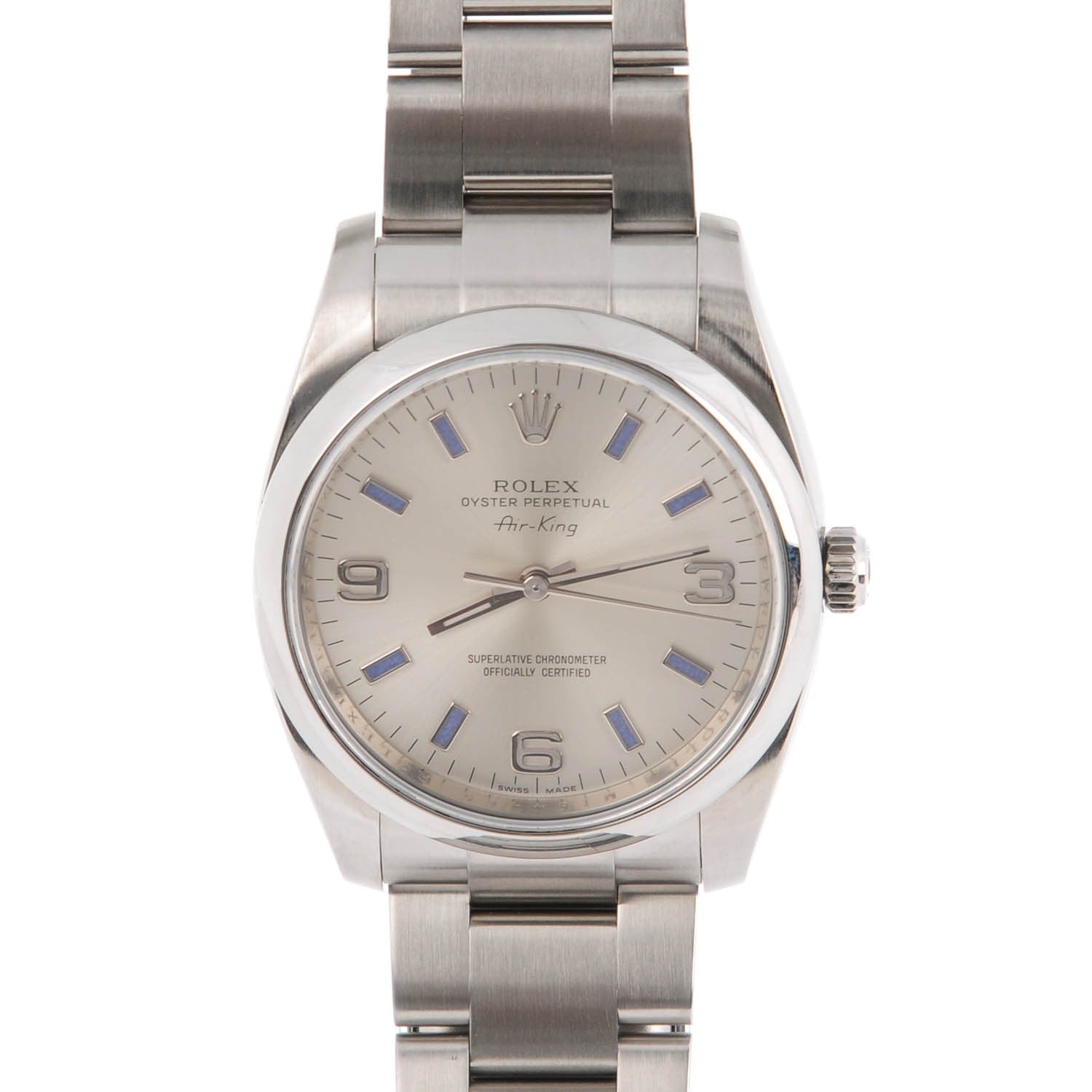 Rolex Stainless Steel 34mm Oyster Perpetual Air-King Watch Blue Index 114200 1 of 6