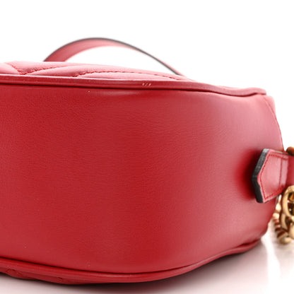 Gucci Calfskin Matelasse Small GG Marmont Chain Shoulder Bag Hibiscus Red 10 of 11