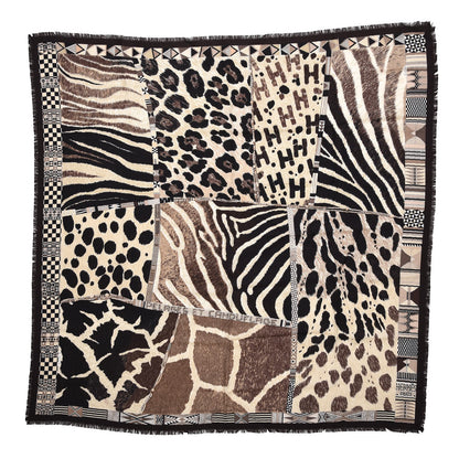 Hermes Cashmere Silk Pelages et Camouflage Fringed Scarf 90 1 of 6