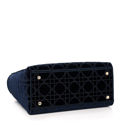 Christian Dior Velvet Cannage Medium Lady D-Lite Blue 4 of 11