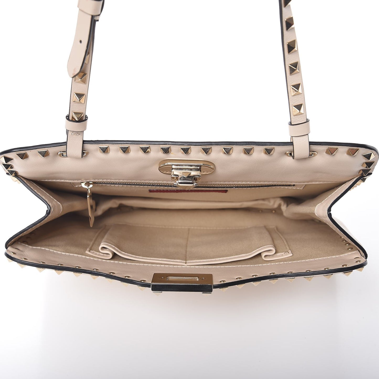 Vitello Rockstud Shoulder Satchel Ivory