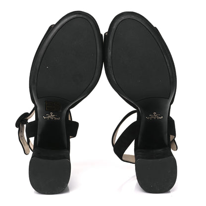 Prada Camoscio Crisscross Platform 95mm Sandals 38.5 Black 6 of 10