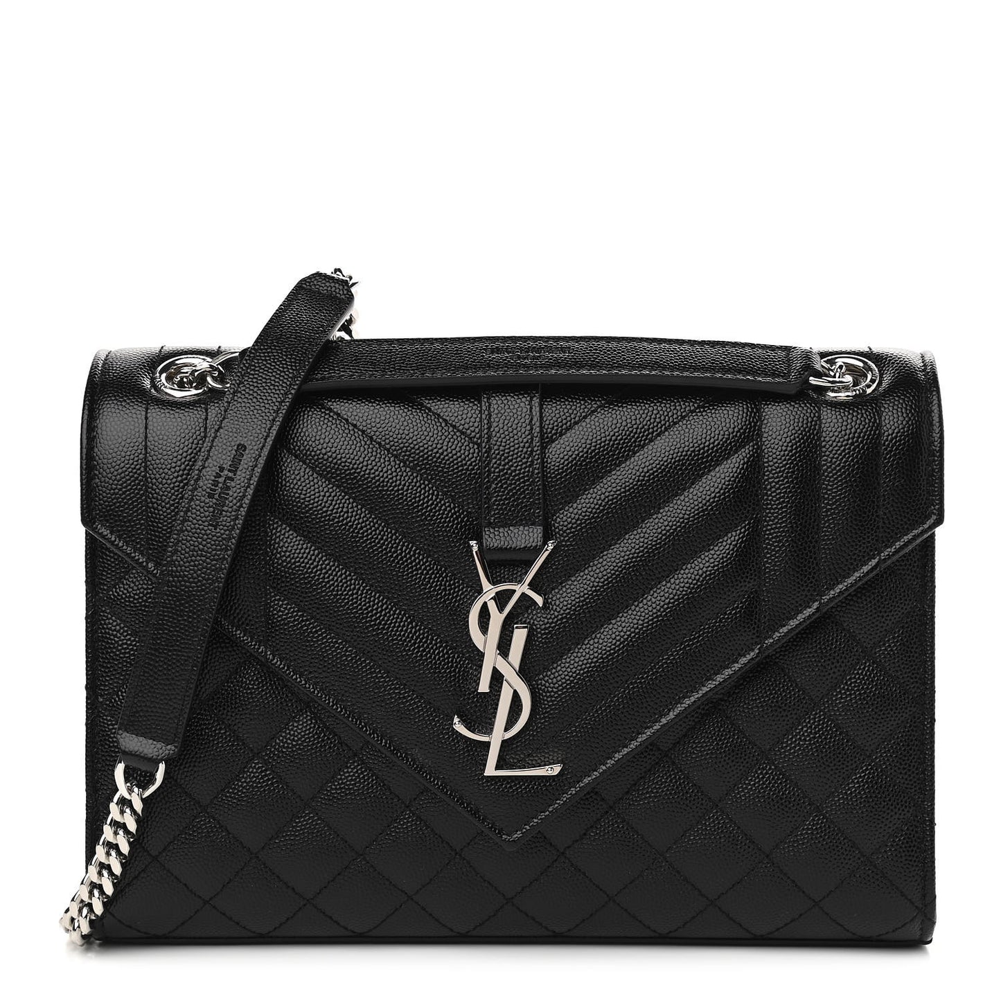 Grain De Poudre Textured Mixed Matelasse Triquilt Medium Monogram Satchel Black