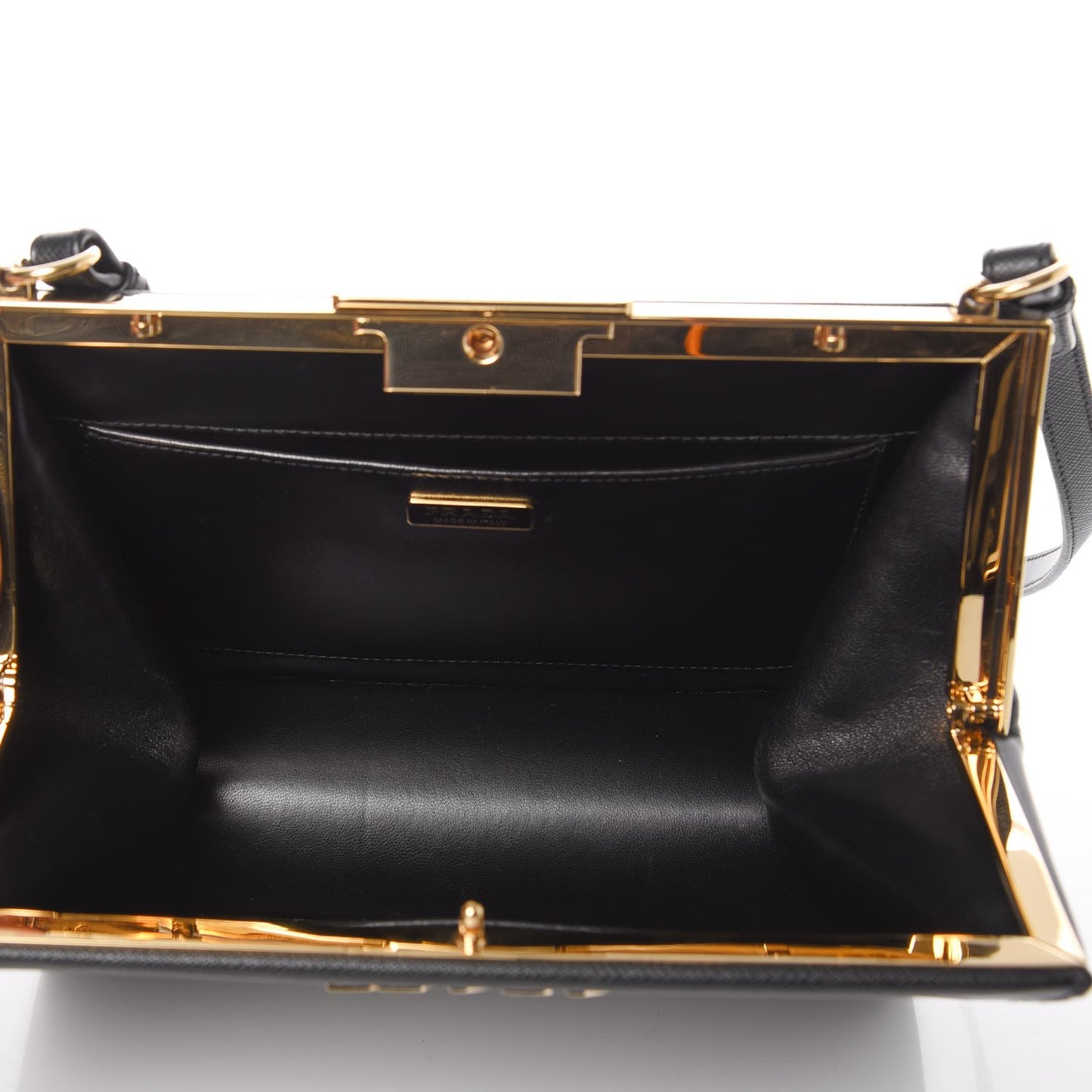 Saffiano City Calfskin Light Frame Bag Nero Black