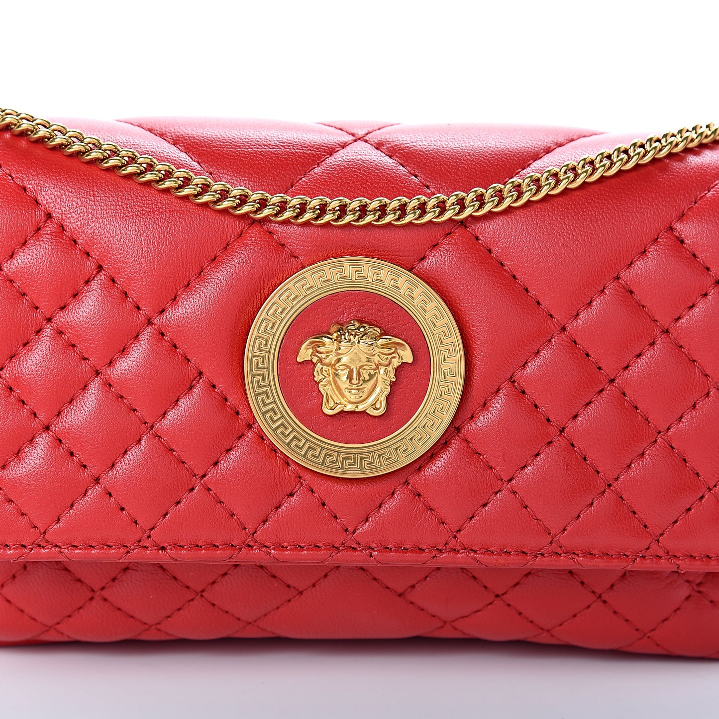 Nappa Quilted Trapuntata Tribute Wallet Chain Crossbody Rosso