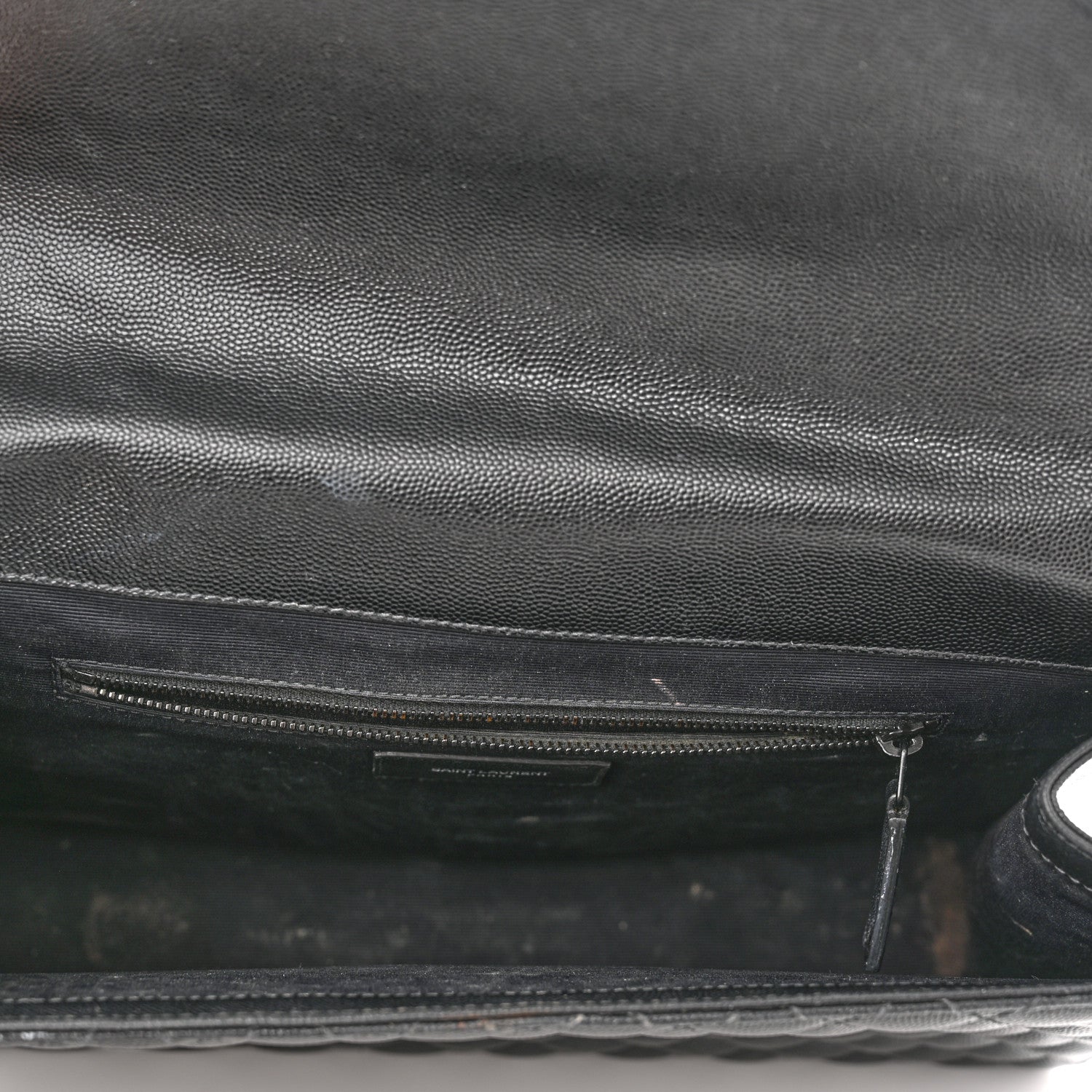 Saint Laurent Grain De Poudre Textured Mixed Matelasse Large Triquilt Monogram Monochrome Satchel Black 5 of 21
