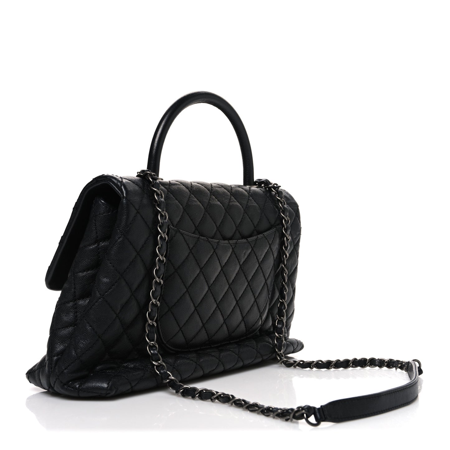 Caviar Quilted Medium Coco Handle Flap Black