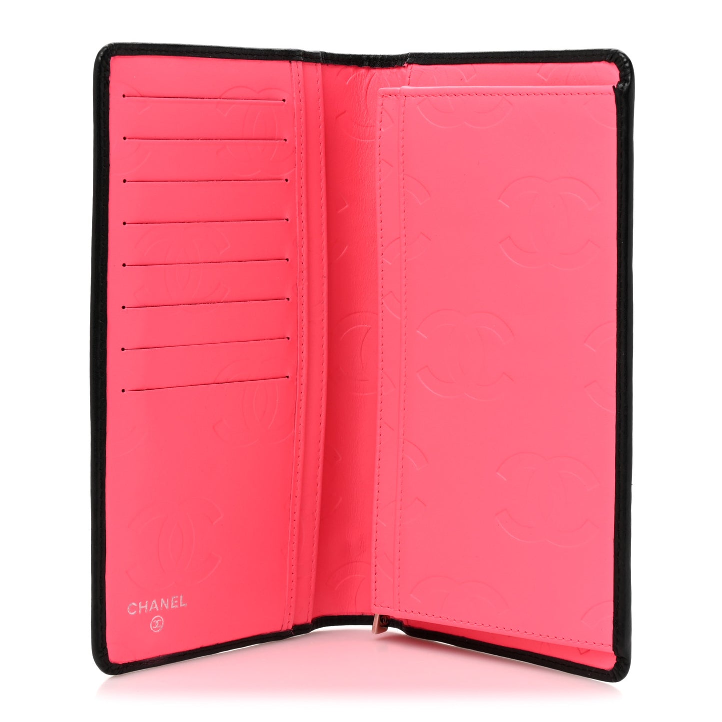 Calfskin Quilted Cambon Yen Wallet Black