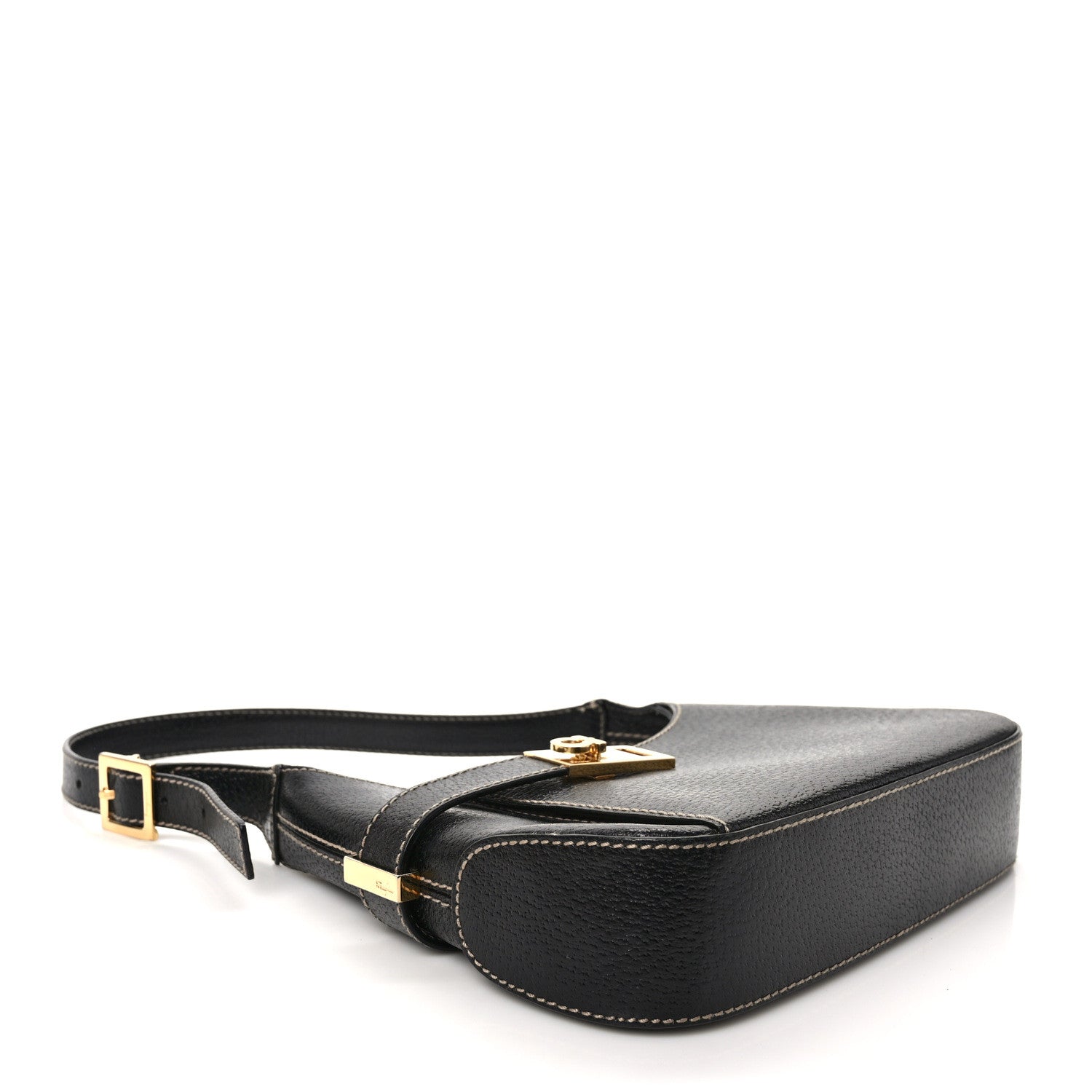 Salvatore Ferragamo Pigskin Gancini Hobo Black 4 of 8