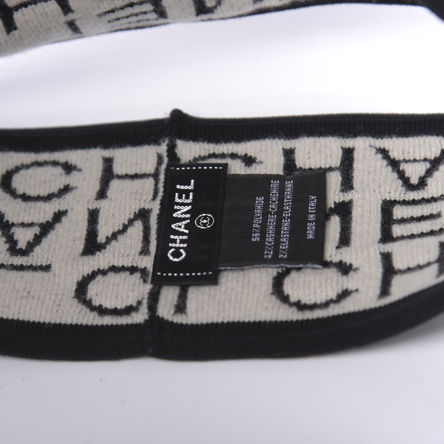 Chanel Cashmere Logo Headband Black White 4 of 4