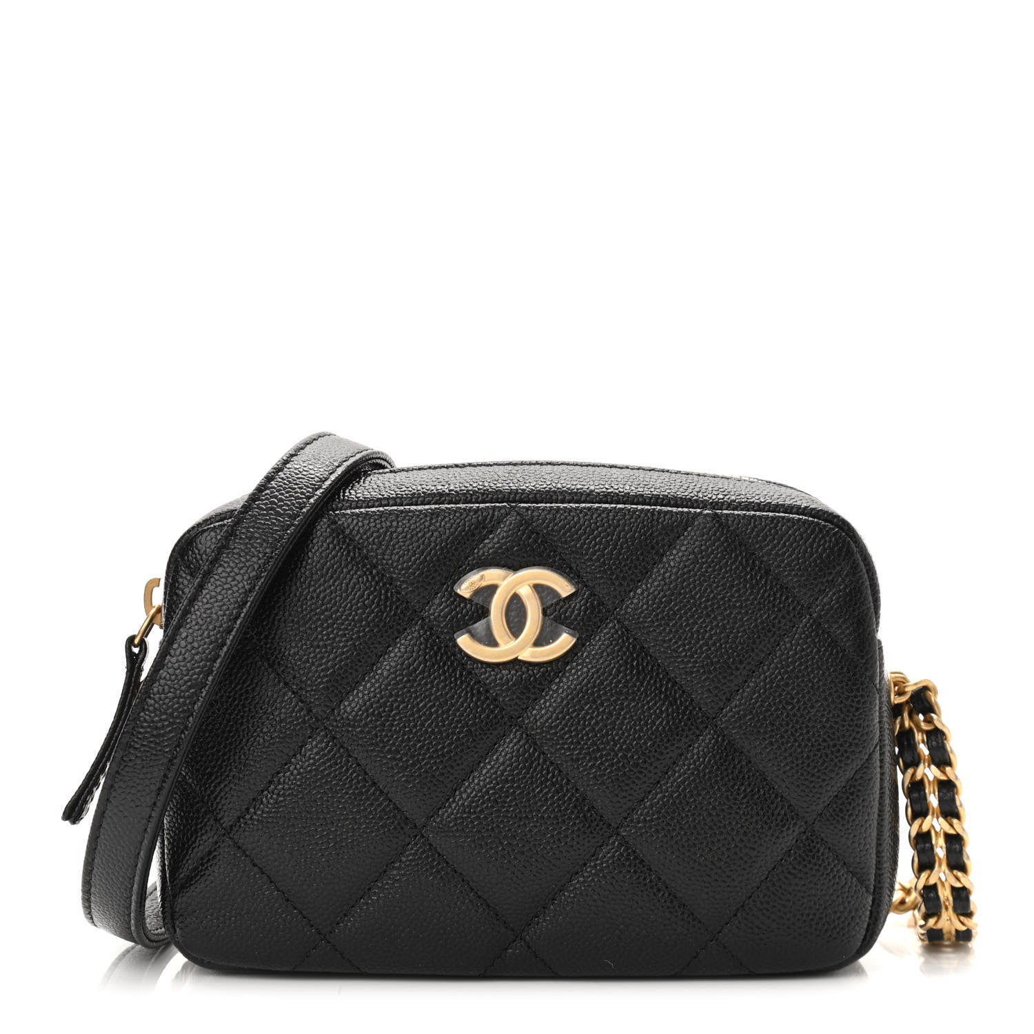 Chanel Shiny Caviar Quilted Chain Melody Camera Bag Black 1 of 9