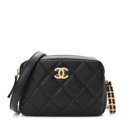 Chanel Shiny Caviar Quilted Chain Melody Camera Bag Black 1 of 9