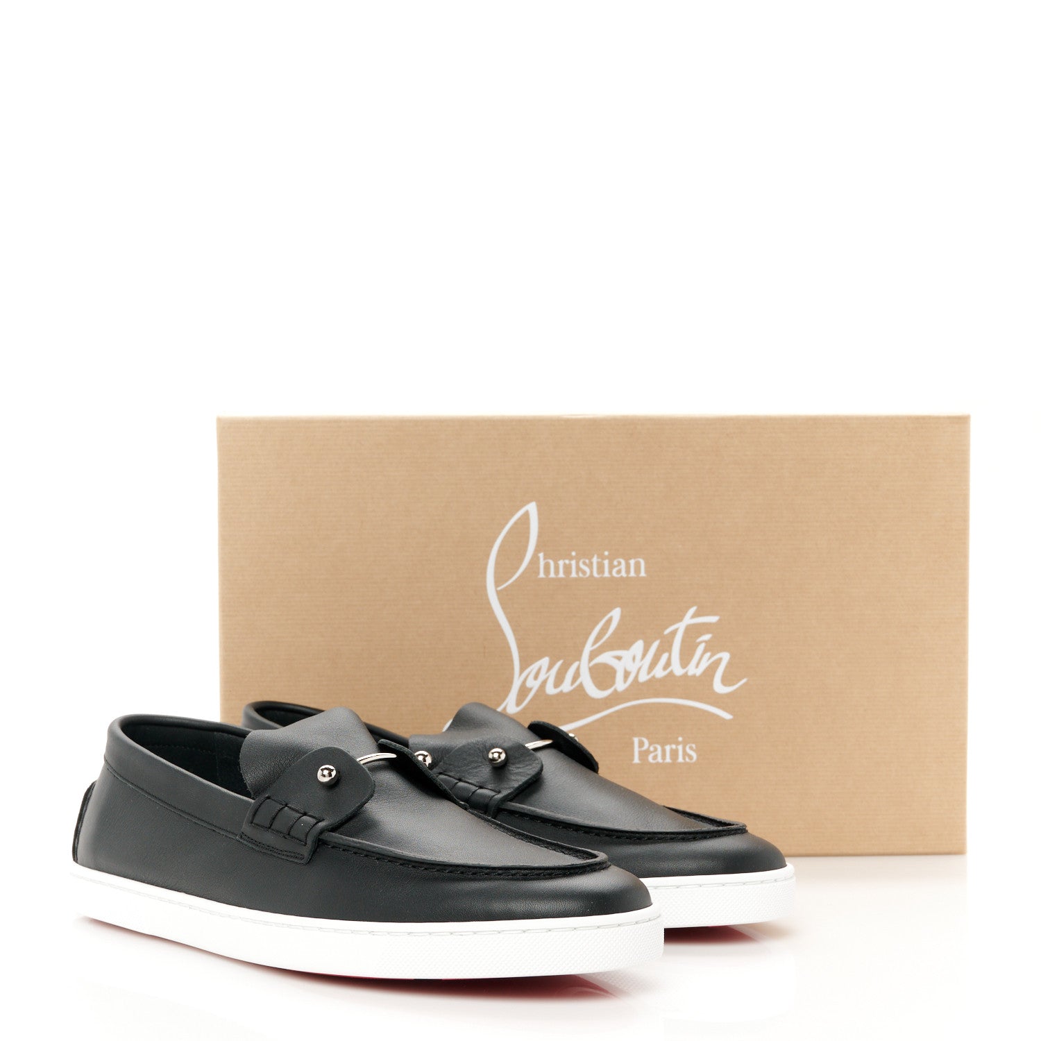 Christian Louboutin Calfskin Mens Chambeliboat Flat Loafers 42.5 Black 10 of 10