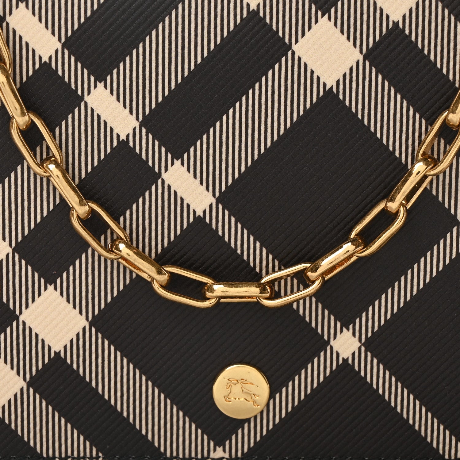 Burberry Check Chain Strap Wallet Black Calico 7 of 9
