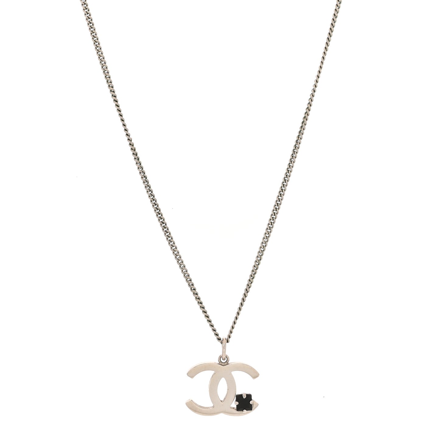 Crystal CC Necklace Silver Black