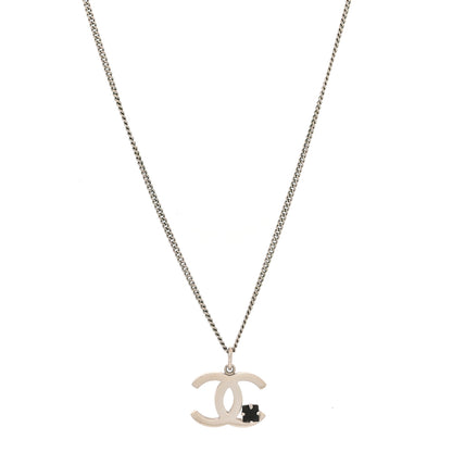 Chanel Crystal CC Necklace Silver Black 1 of 4