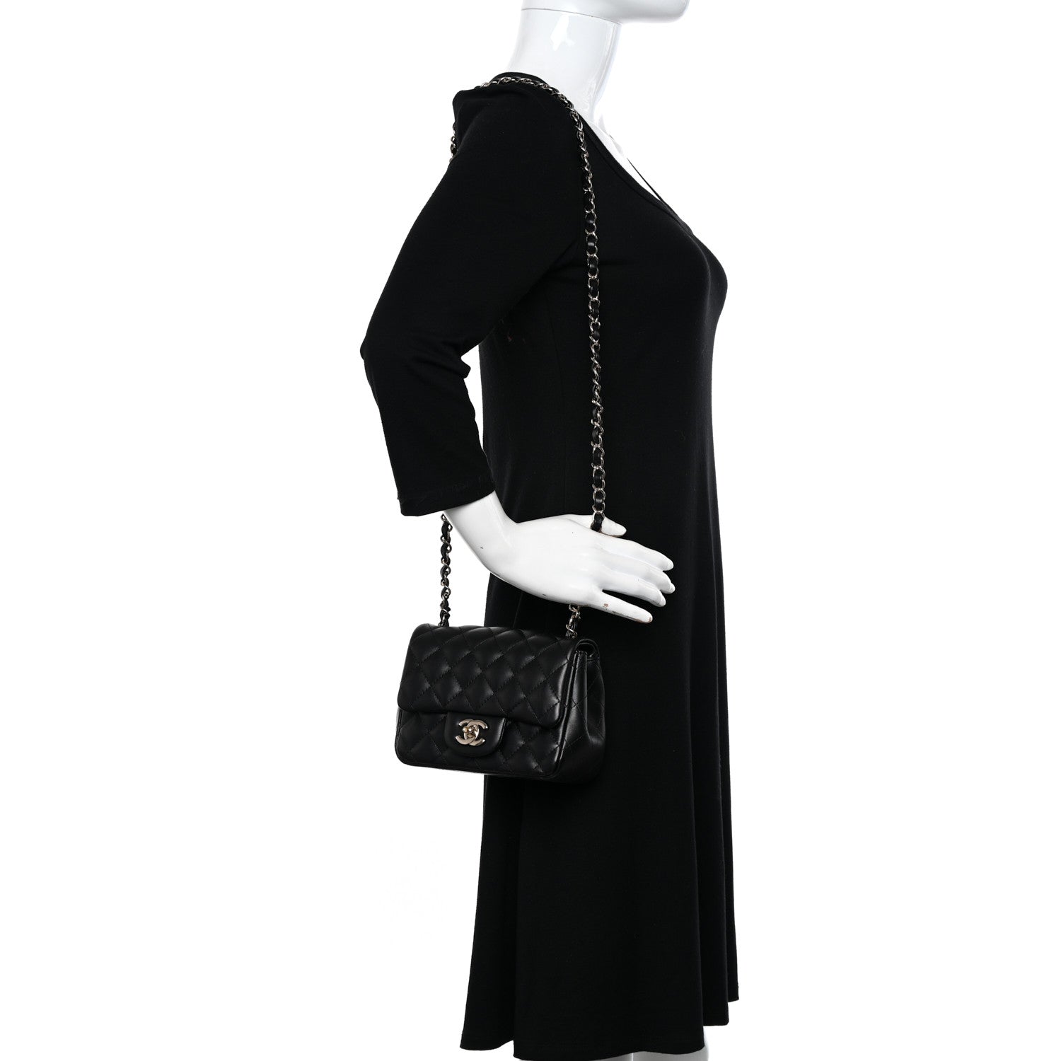 Chanel Lambskin Quilted Mini Square Flap Black 2 of 10