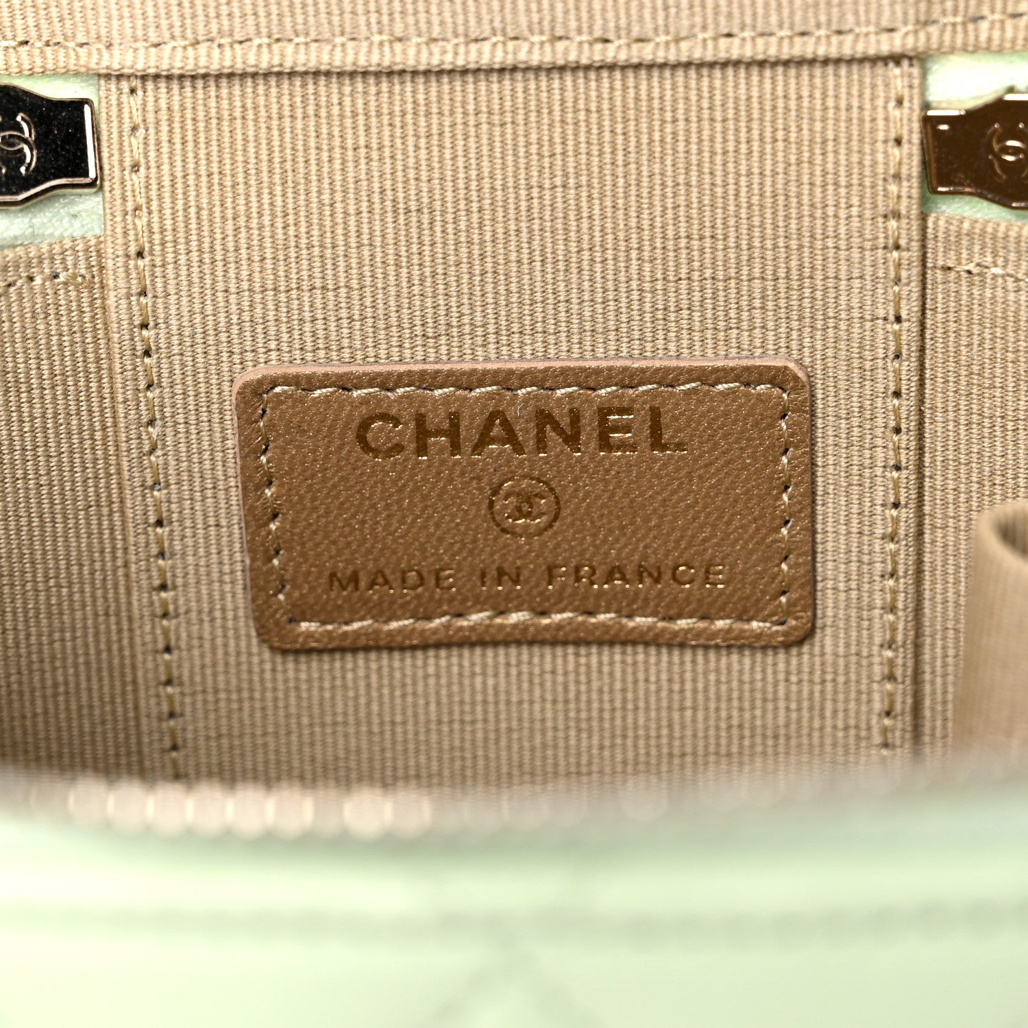 Chanel Lambskin Quilted Pearl Crush Mini Vanity Case With Chain Light Green 8 of 10