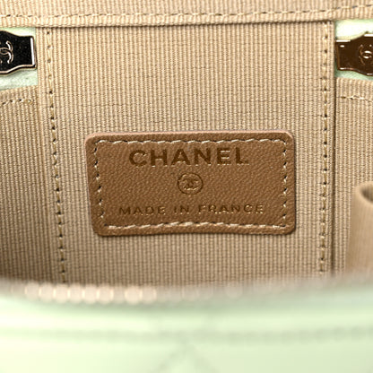 Chanel Lambskin Quilted Pearl Crush Mini Vanity Case With Chain Light Green 8 of 10
