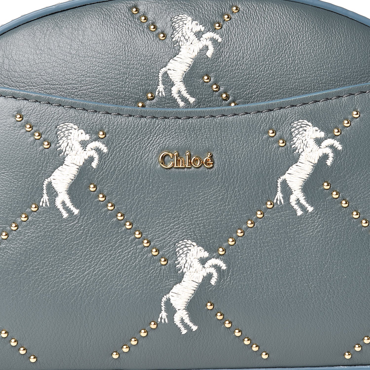 Chloe Smooth Calfskin Little Horses Embroidered Signature Belt Bag Cloudy Blue 7 of 10