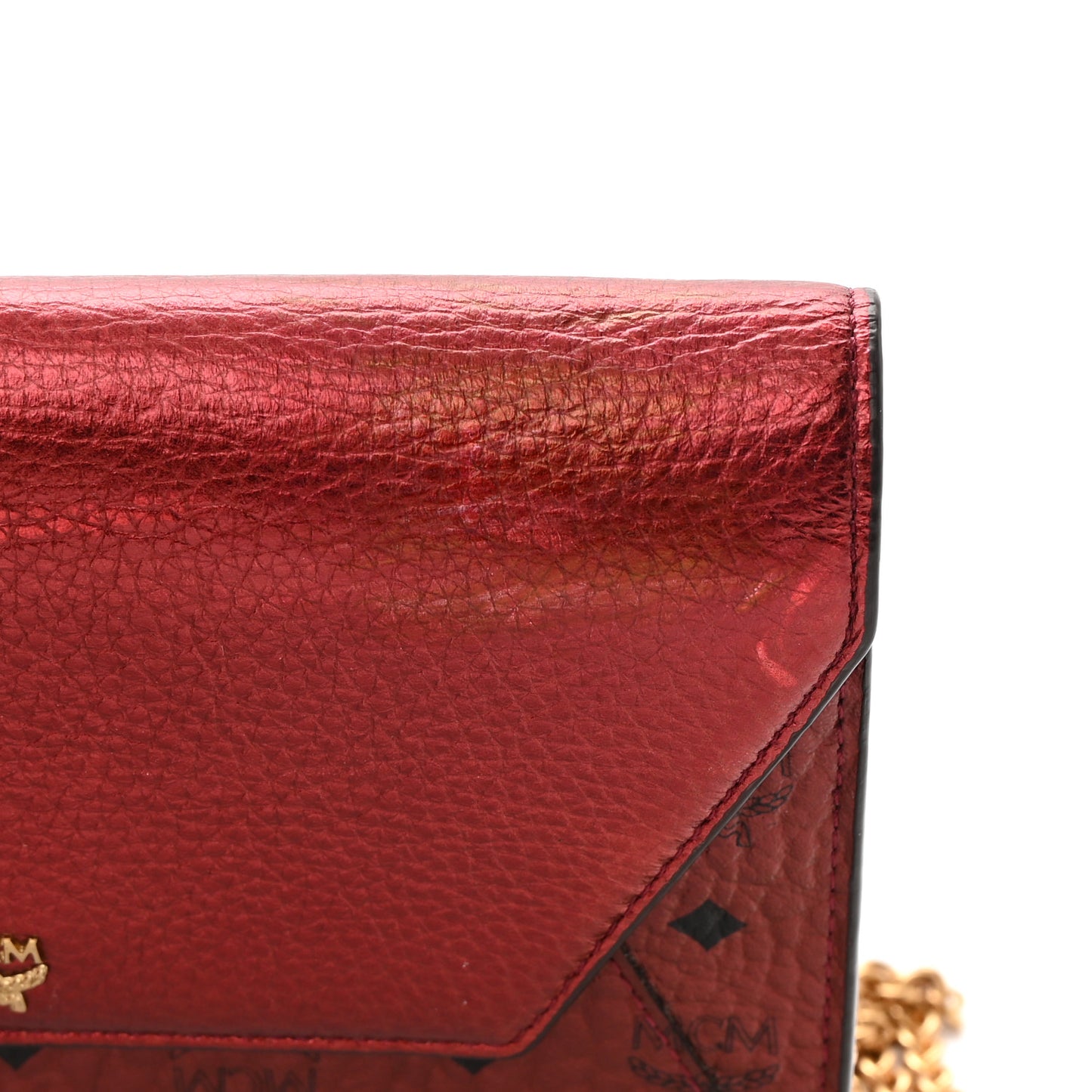 Metallic Calfskin Visetos Monogram Love Letter Crossbody Scooter Red
