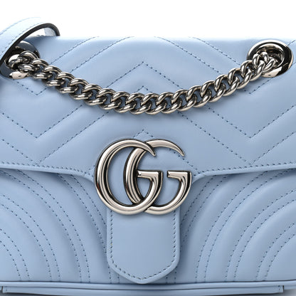 Gucci Calfskin Matelasse Mini GG Marmont Shoulder Bag Porcelain Light Blue 9 of 11