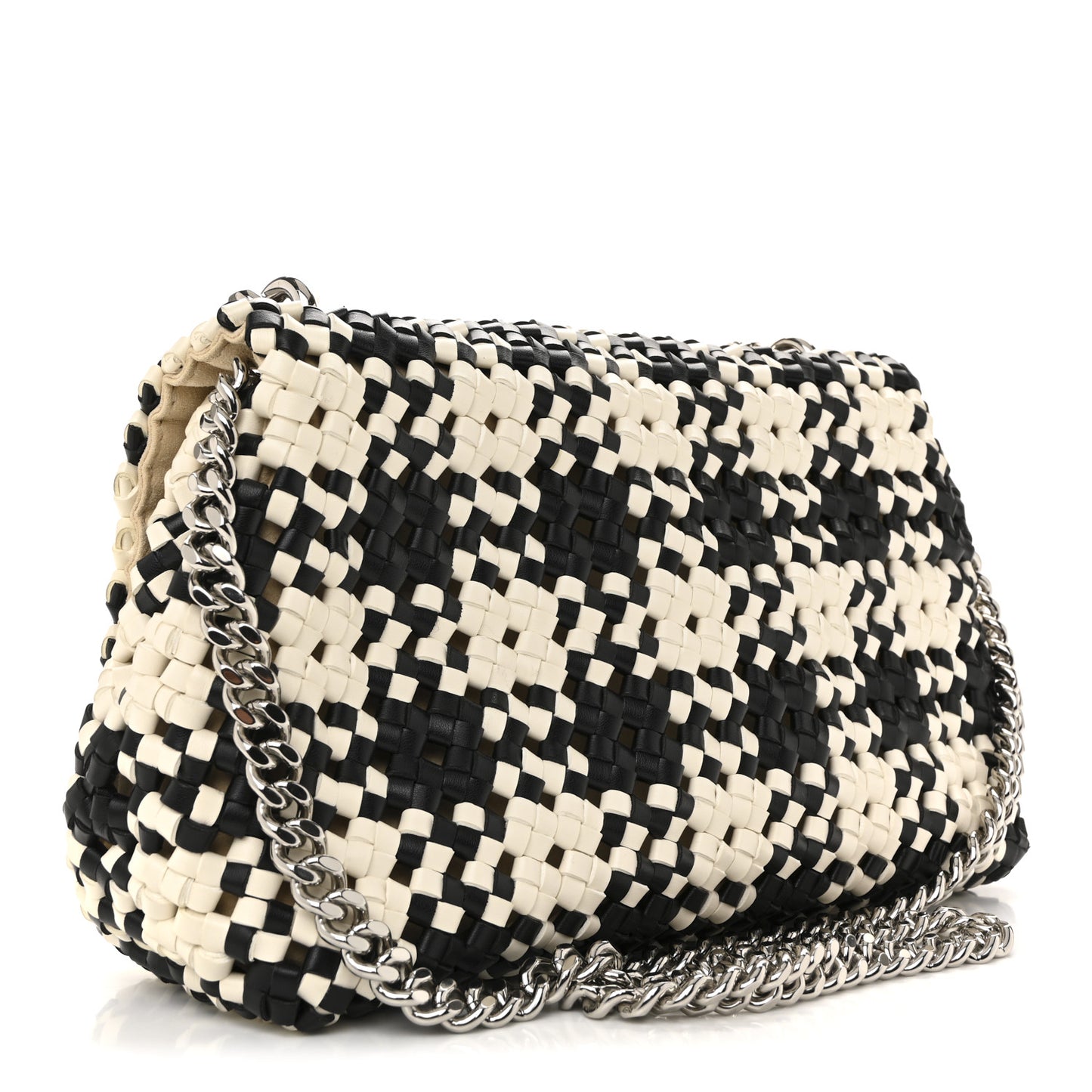 Eco Alter Nappa Woven Bex Shoulder Bag Black Ivory