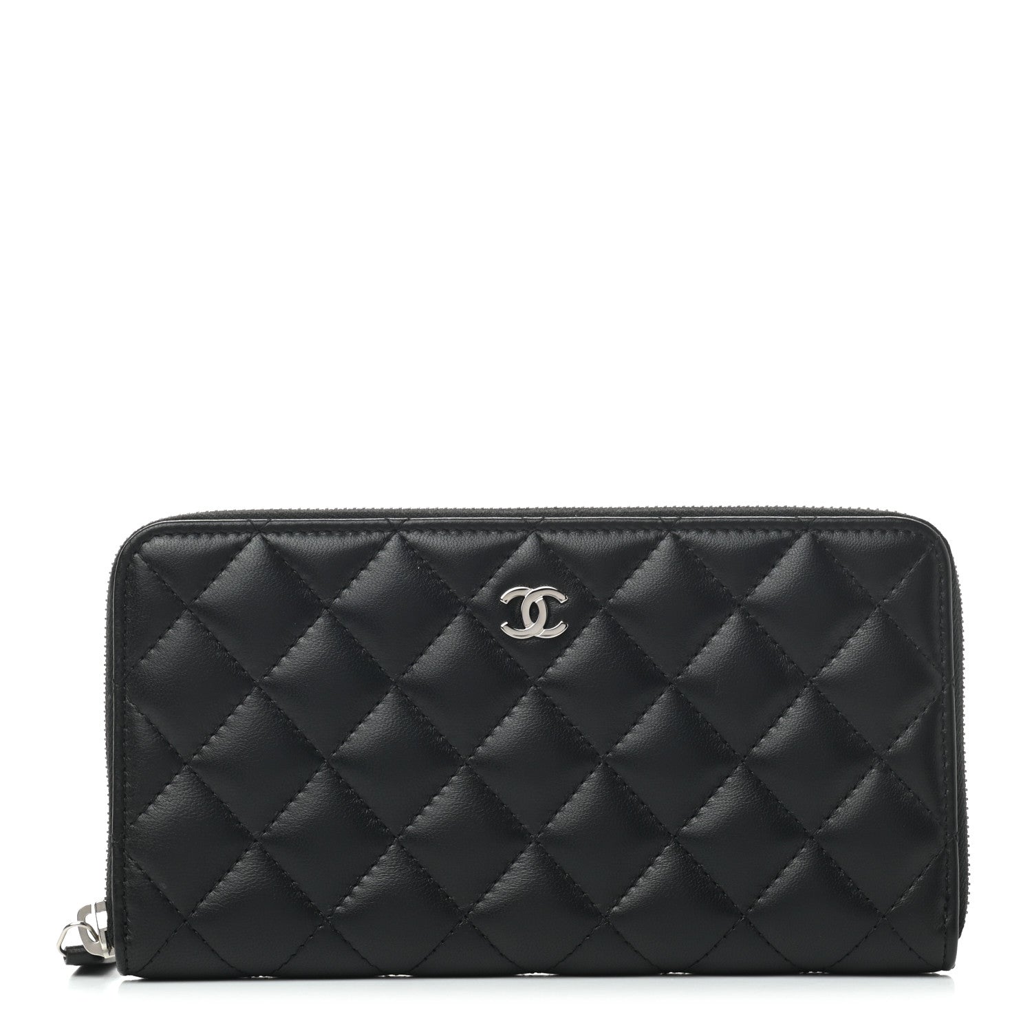 Chanel Lambskin Quilted Large Gusset Zip Around Wallet Black 1 of 7