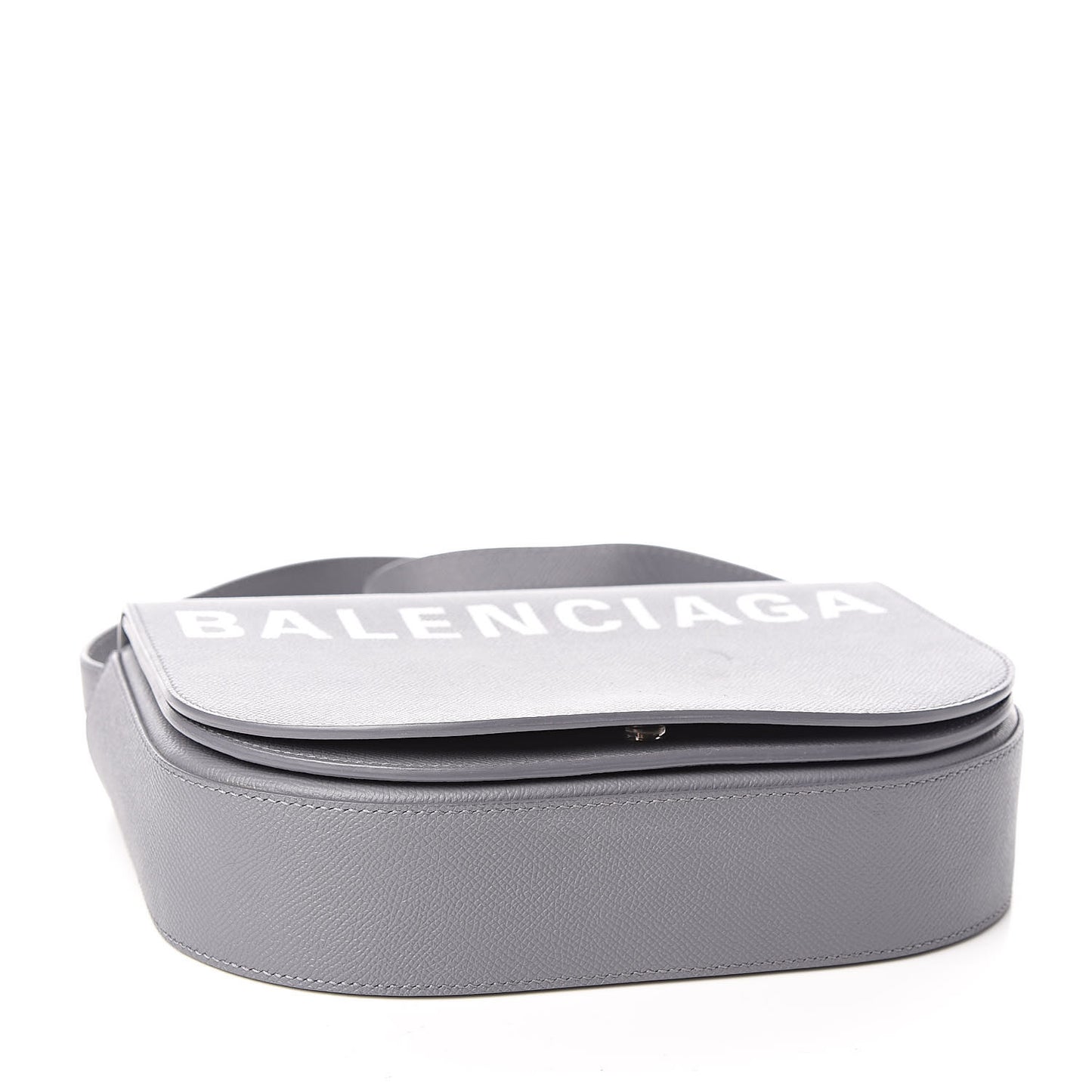 Signature Grained Calfskin Logo S Ville Day Bag Gris Perle Fonce White