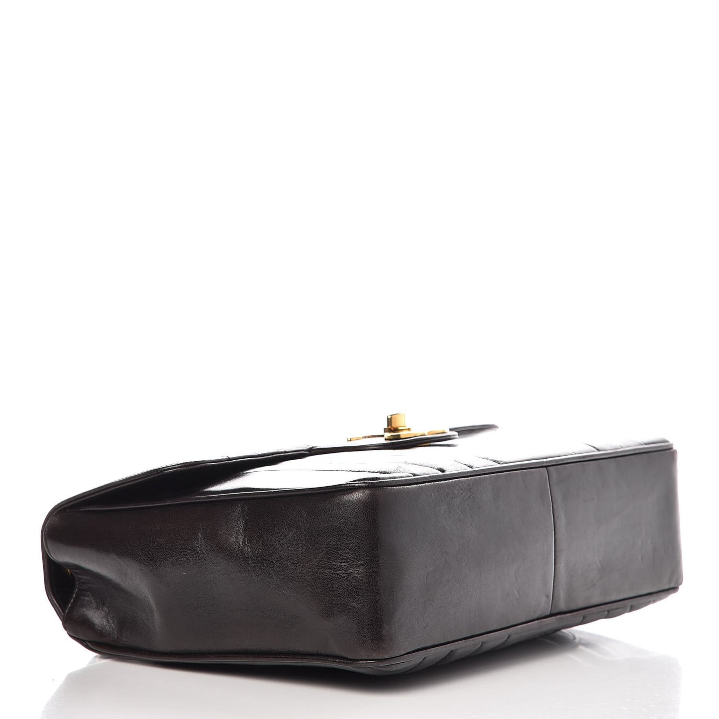 Lambskin Vertical Quilt Jumbo Flap Black