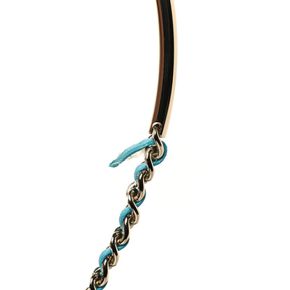 Chanel Lambskin Patent Calfskin Cap Toe Ankle Chain Ballerina Flats 37 Turquoise 9 of 10