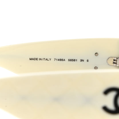 Chanel Acetate Shield Sunglasses 71466 White Black 7 of 9