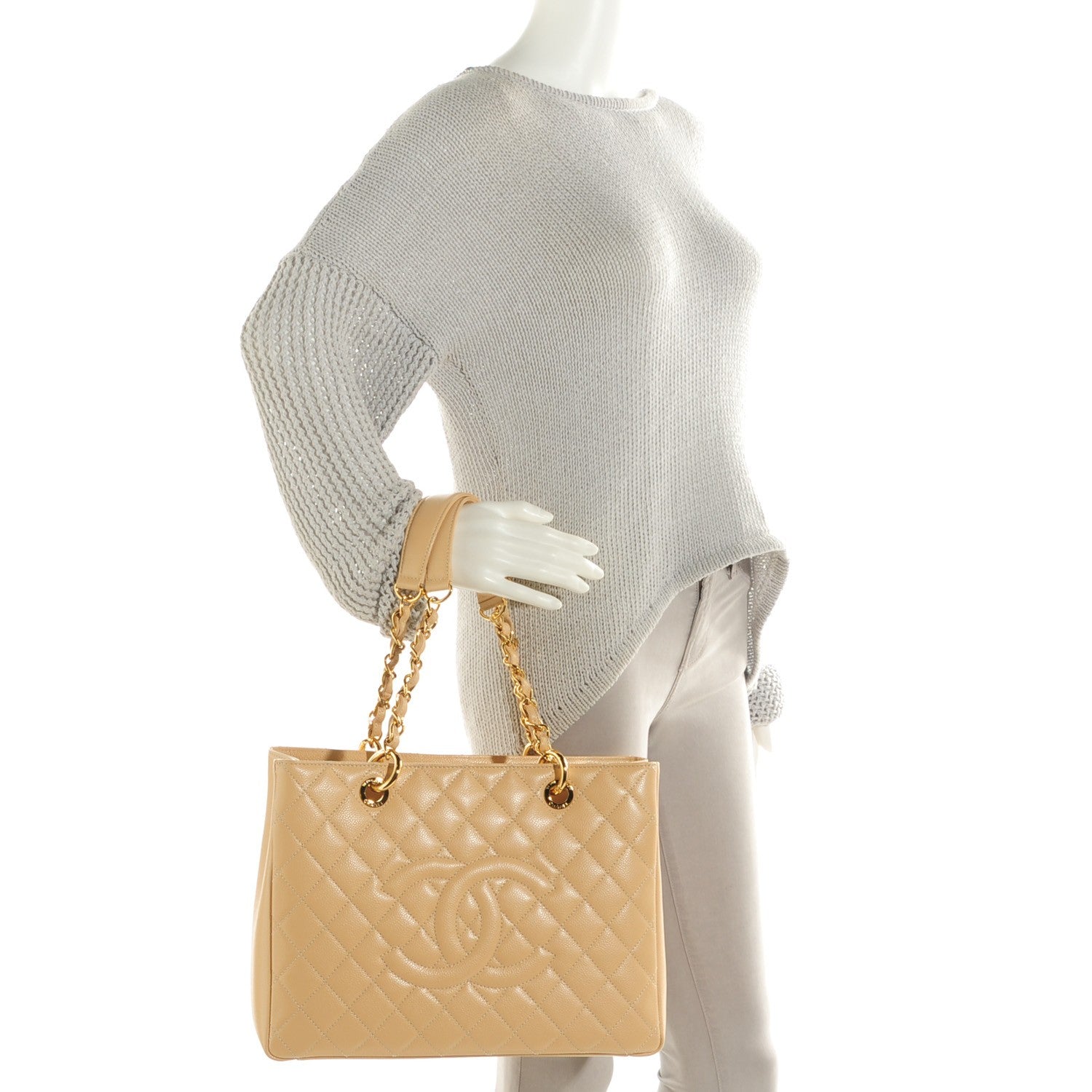 Chanel Caviar Quilted Grand Shopping Tote GST Beige Clair 2 of 7
