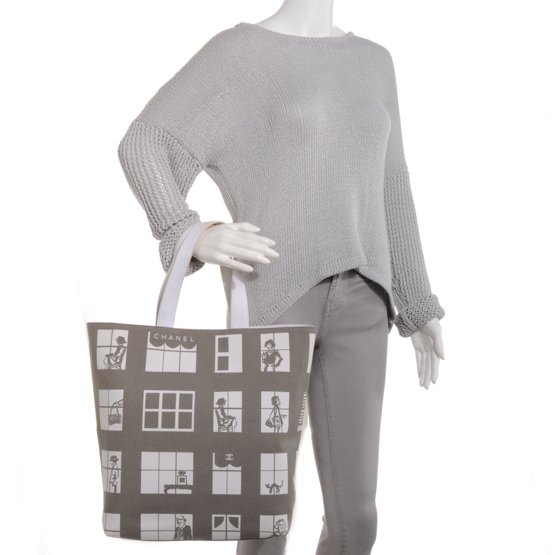 Chanel Canvas Coco Window Tote White 2 of 8