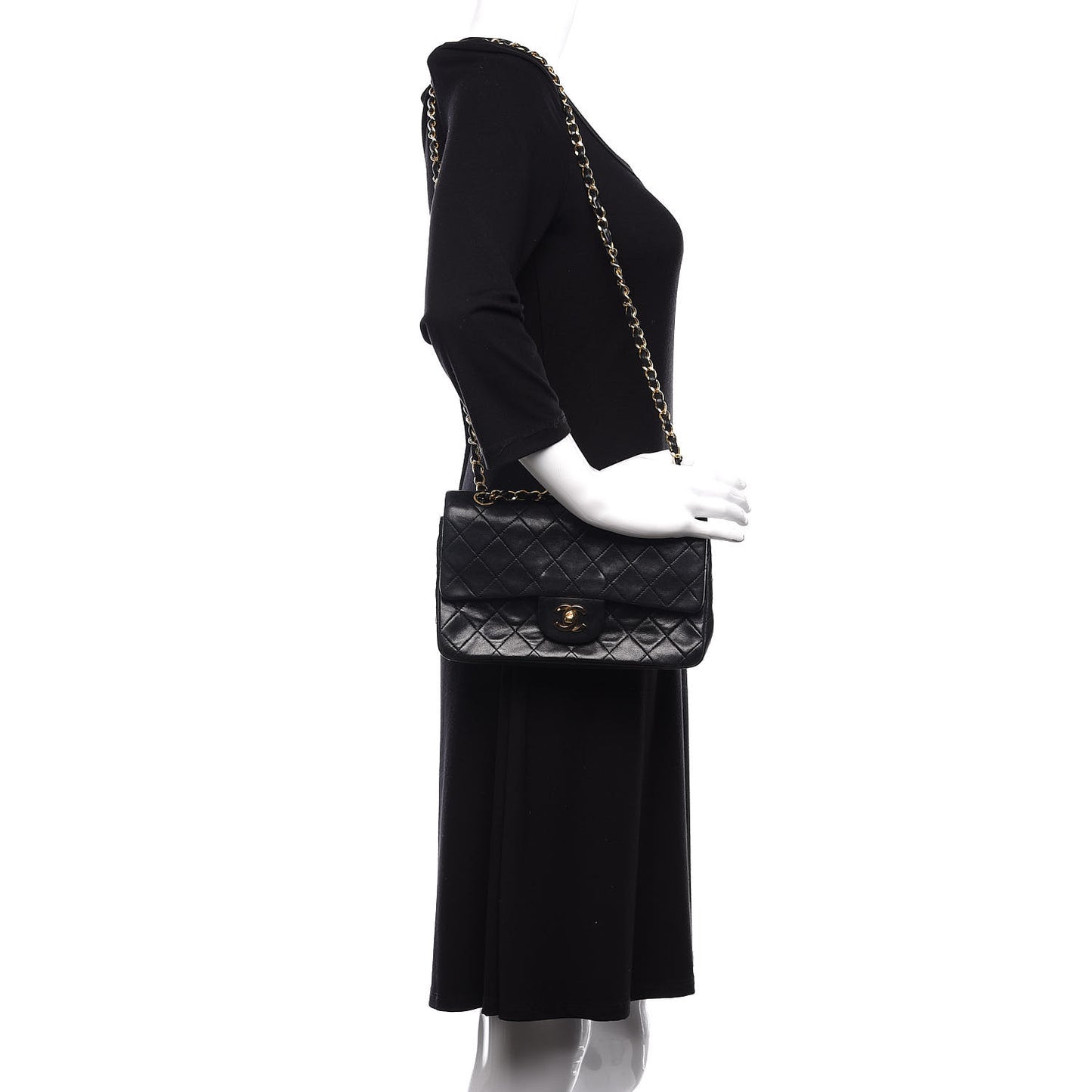 Lambskin Quilted Small Double Flap Black