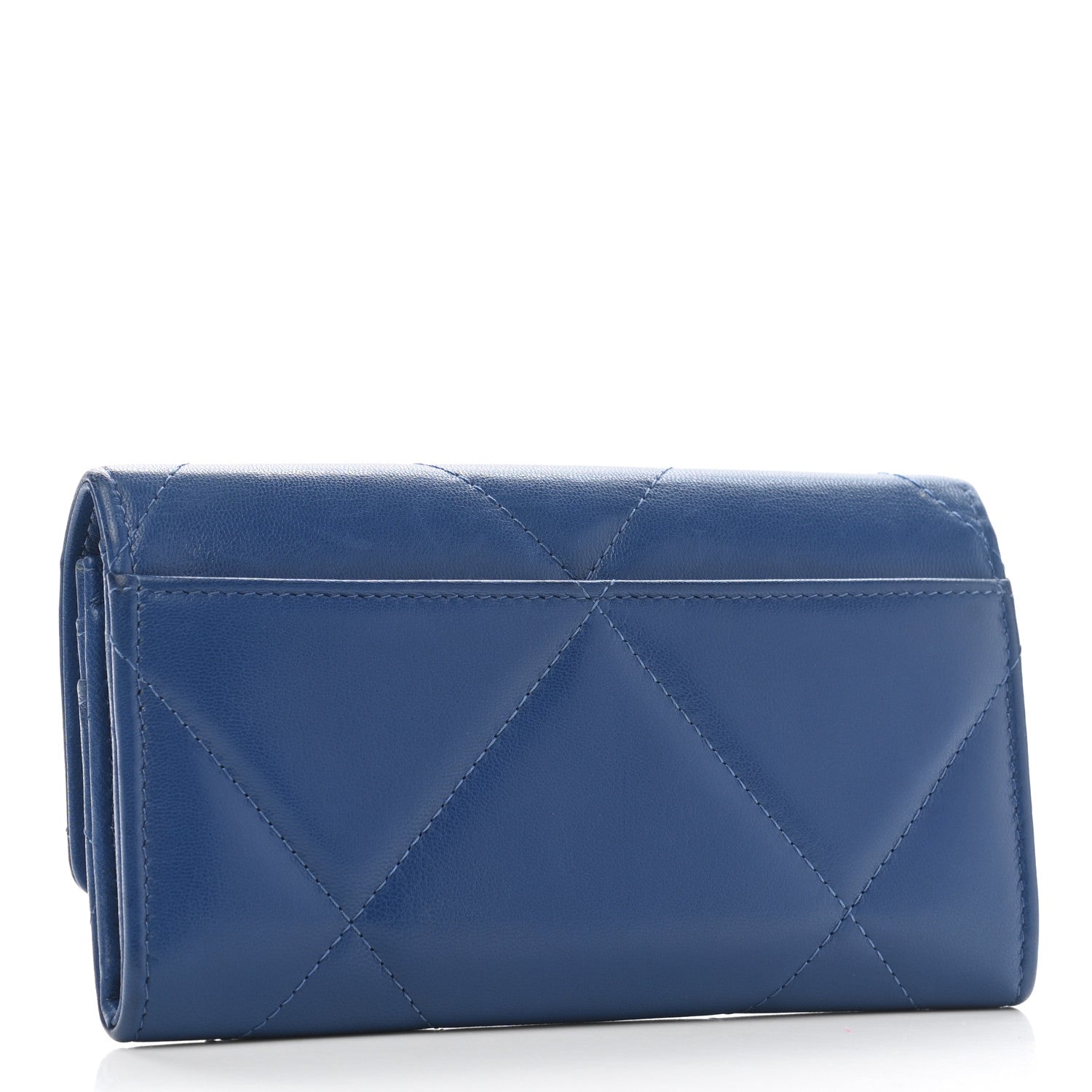 Chanel Goatskin Quilted Chanel 19 Flap Wallet Dark Blue 3 of 8