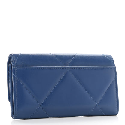 Chanel Goatskin Quilted Chanel 19 Flap Wallet Dark Blue 3 of 8