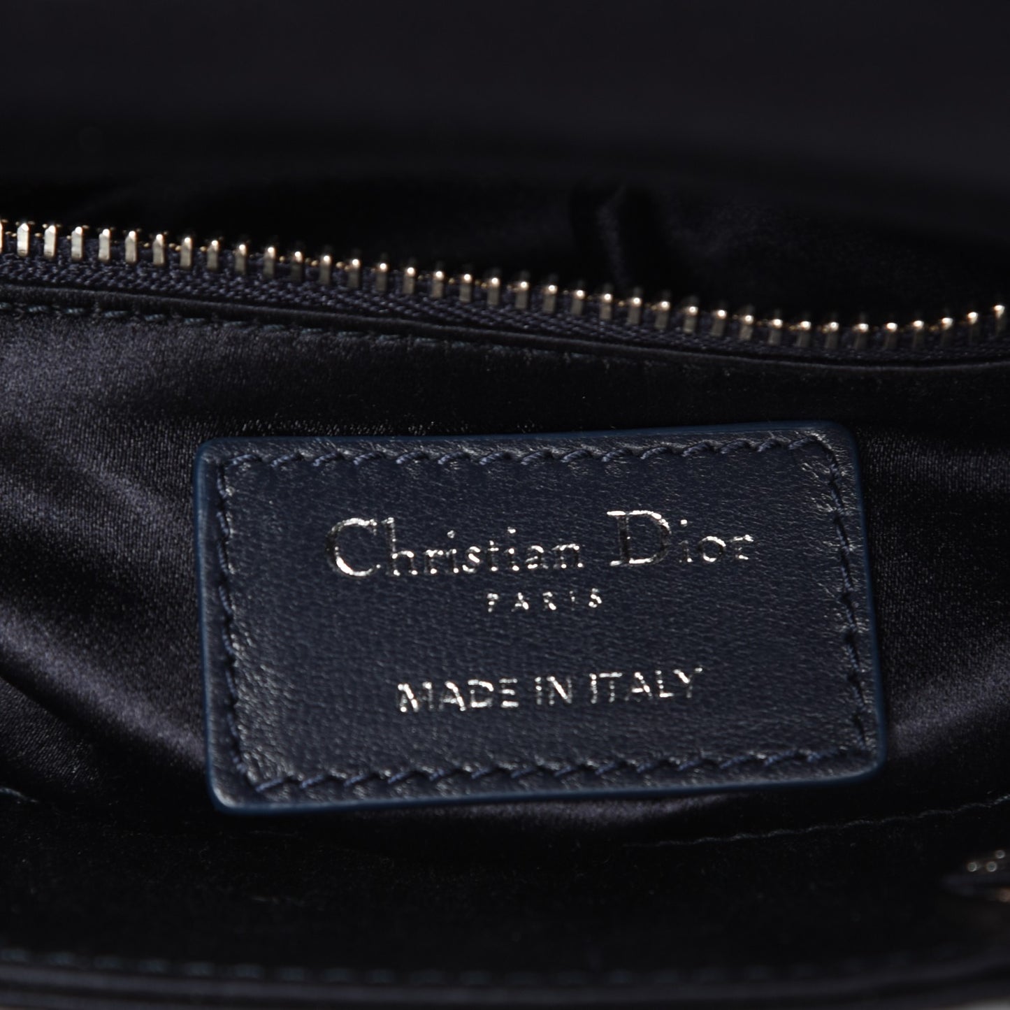 Satin Crystal Cannage Mini Lady Dior Navy