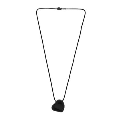Tiffany Ruthenium 26mm Elsa Peretti Full Heart Pendant Cord Necklace Black 3 of 5