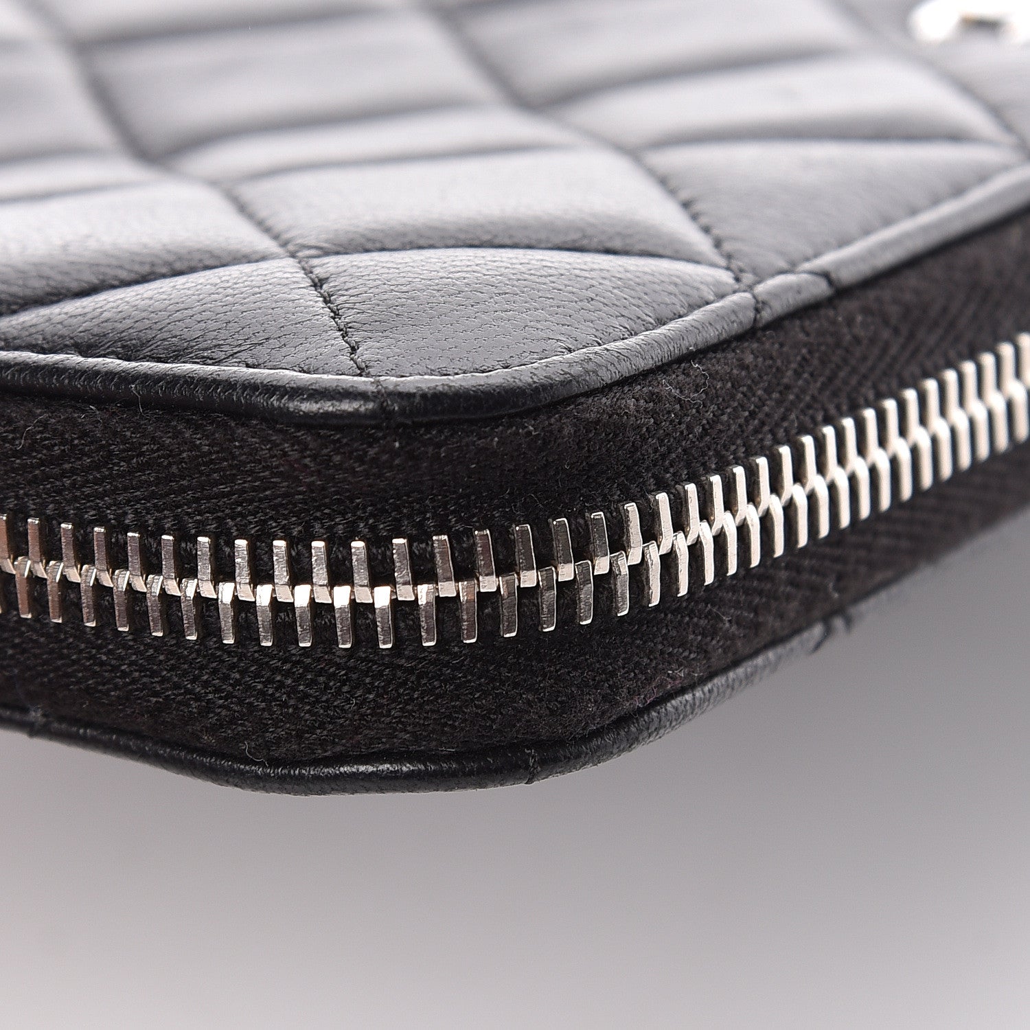 Chanel Lambskin Quilted Large Gusset Zip Around Wallet Black 10 of 12
