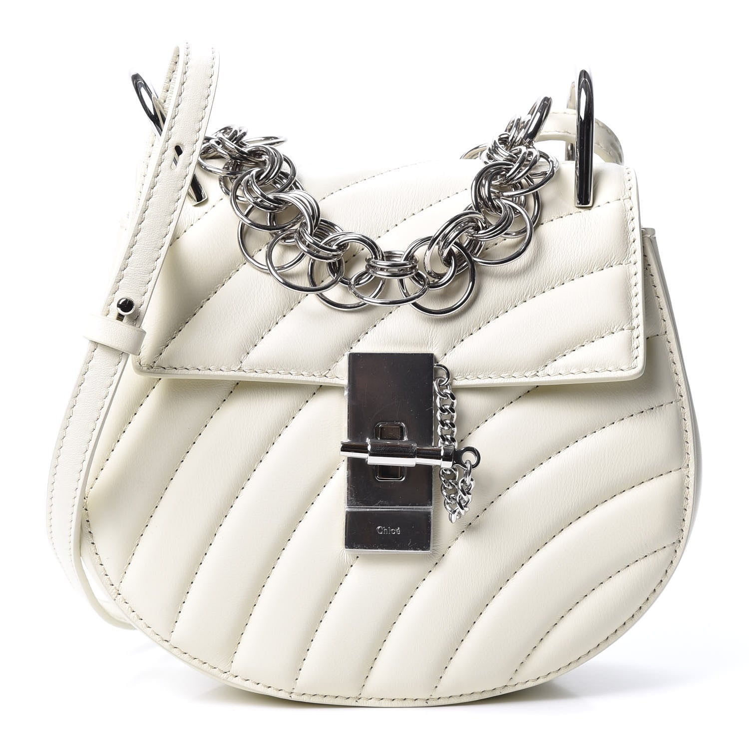 Chloe Calfskin Quilted Mini Drew Bijou Shoulder Bag Natural White 1 of 9
