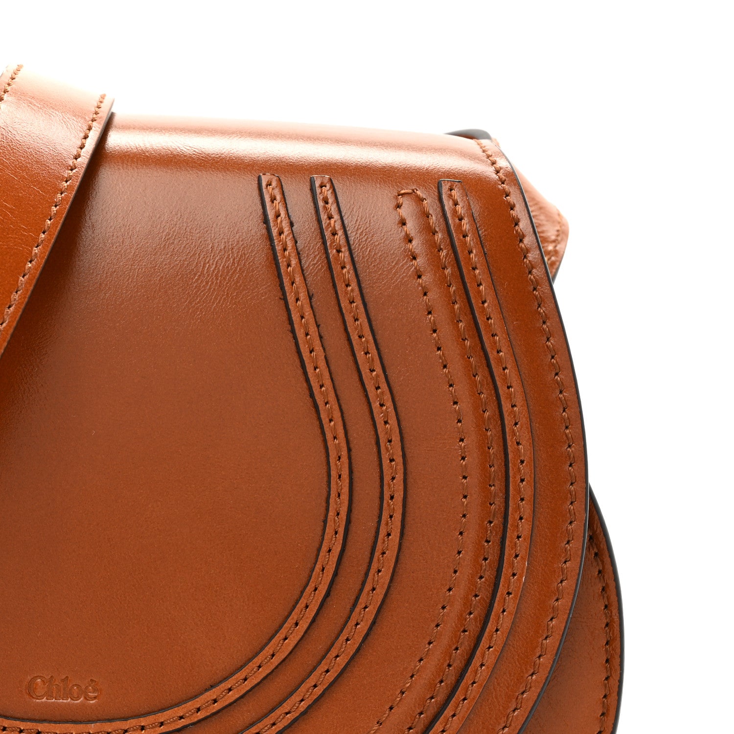Chloe Shiny Calfskin Small Marcie Saddle Bag Clay Brown 8 of 11