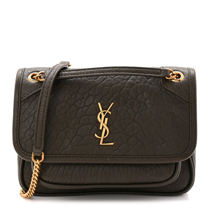 Saint Laurent Grained Lambskin Monogram Mini Niki Chain Satchel Dark Cork 1 of 10